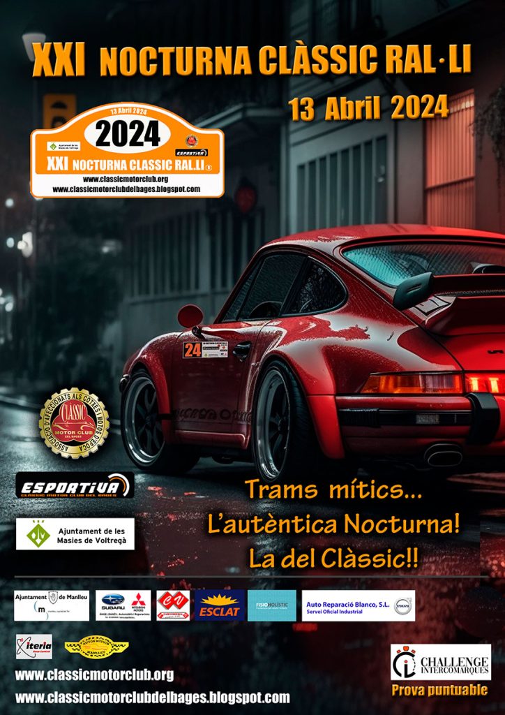21a Nocturna Clàssic Ral·li - Cartel 2024 - Rally Regularidad
